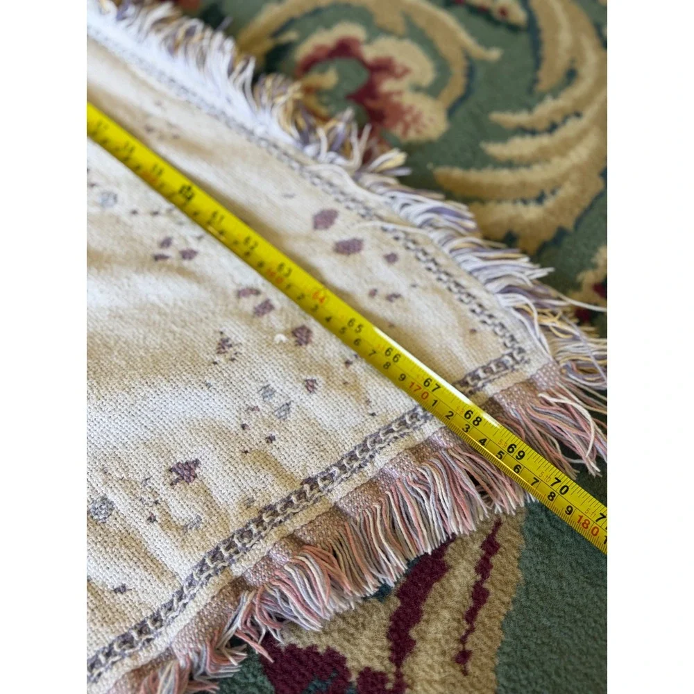 Vintage D Morgan Tea Time Woven Tapestry Throw Blanket Cottagecore‎ Fringe 69x46